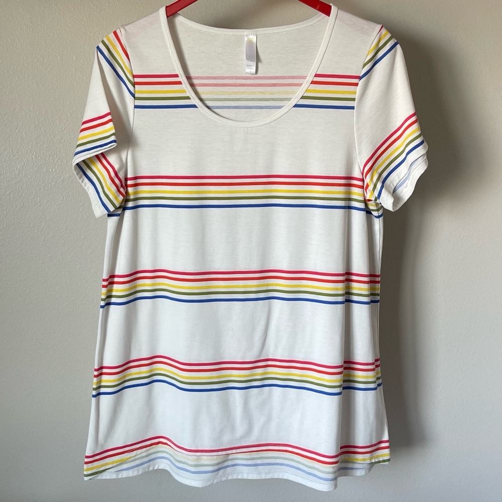 LuLaRoe Rainbow Striped Tee - Size Large